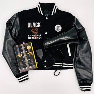 Black by Popular Demand® Black Unapologetic Varsity Jacket & Earring Gift Set